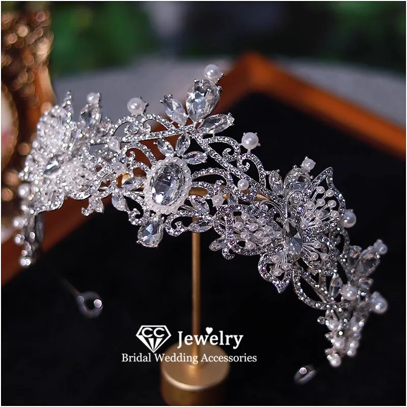 

CC Luxury Crowns Women Hair Accessories Wedding Headpiece Bridal Headbands Engagement Hairwear Butterfly Shape Tiaras Gift AN390