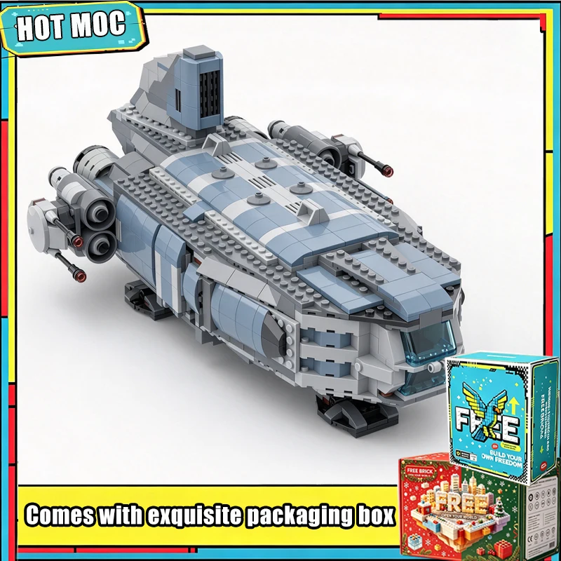 1238 PCS Sci Fi Heavy Cargo Shuttle Building Blocks Set Grey Blue Futuristic Spaceship Model Display Desk Toy Gifts Collection