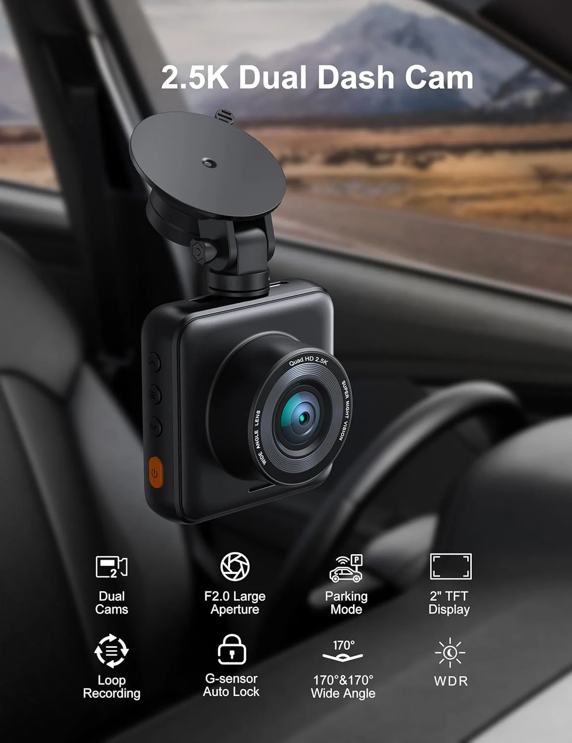 Camera Auto Dubla TSS-S10, Full HD, Unghi 170 grade, Ecran LCD 2