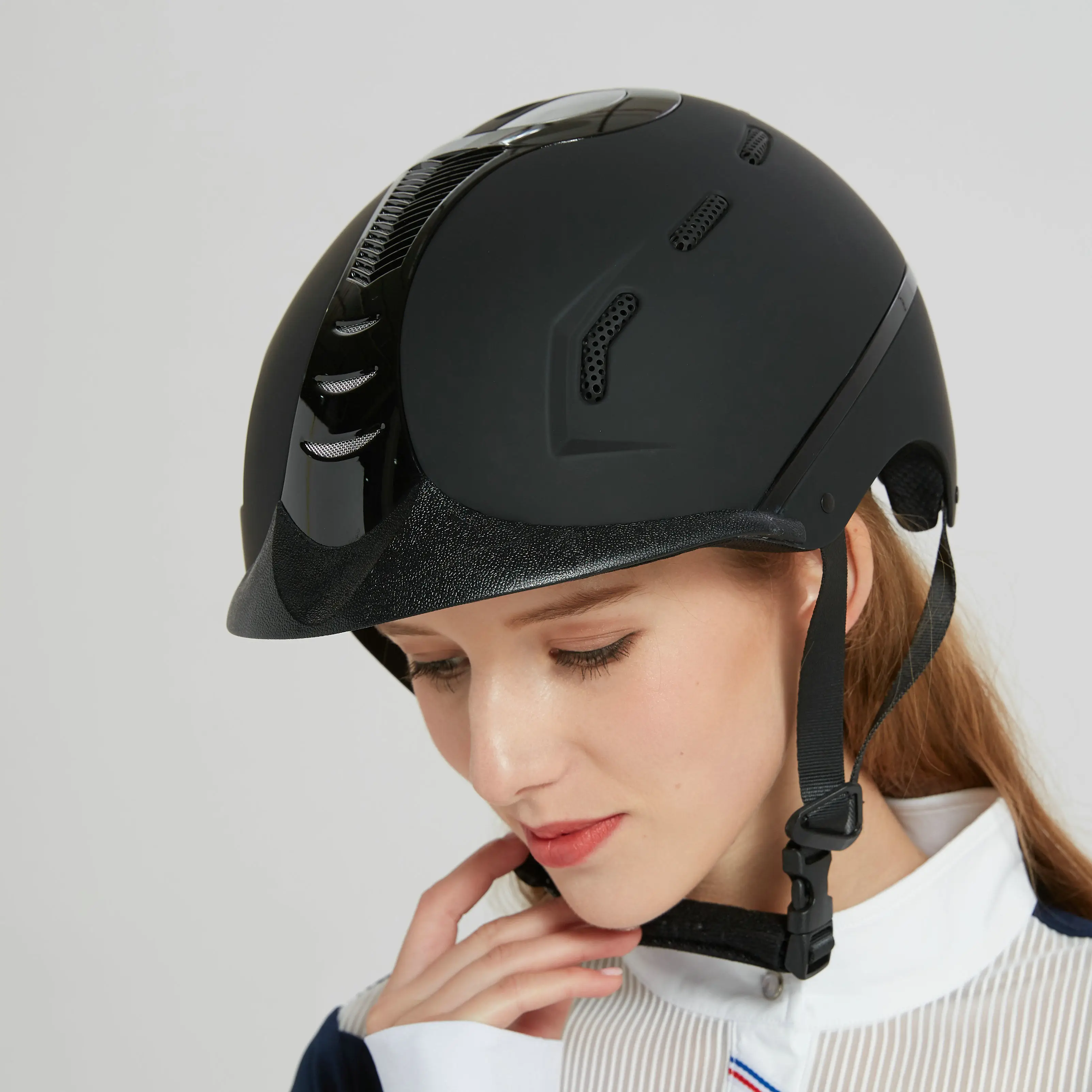Baslong Equestrian Riding Helmet Safety Adjustable Helmet Breathable Horse Riding Cap for Adults Equestrian Protective Equipment