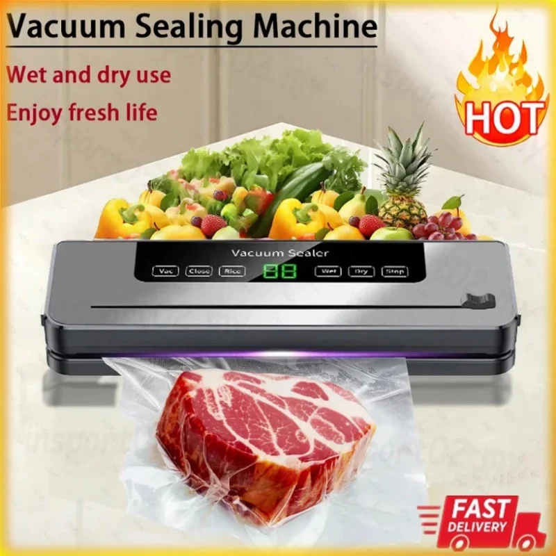 Electric Vacuum Sealer Machine Dry/Wet Food Packaging Vacuum Sealing Bags Food Storage Vacuum Packaging Machine For Kitchen