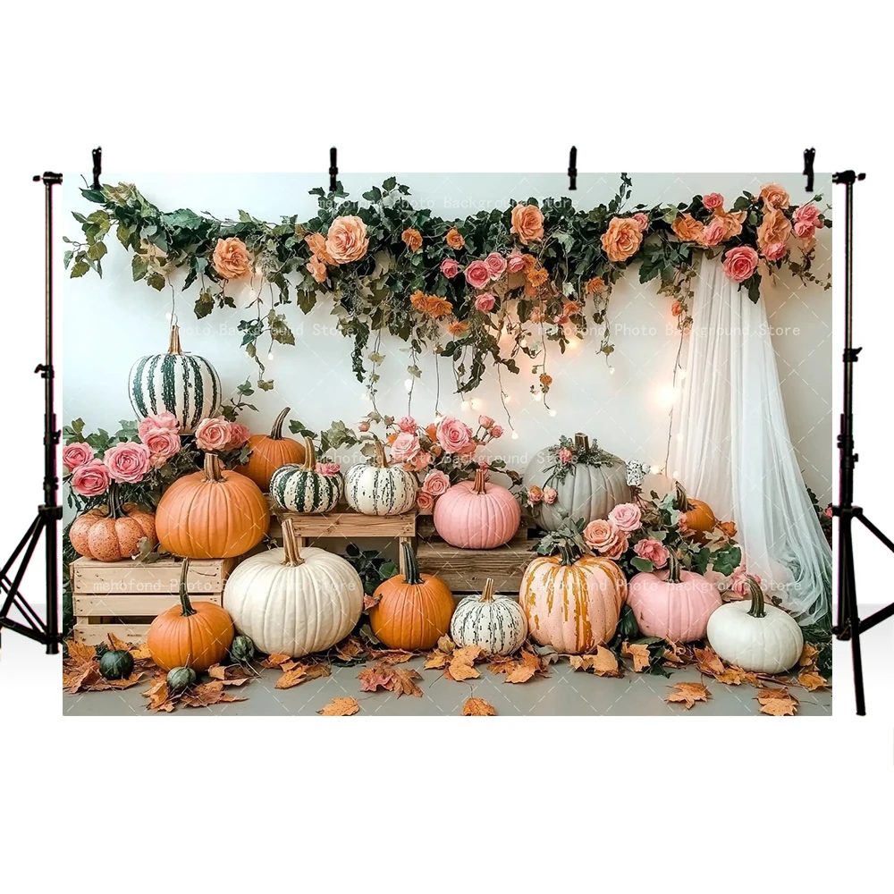 Mehofond Autumn Pumpkin Ins Wind Gentle Thanksgiving Photography Background Baby's Birthday Celebration Children's Photo Studio