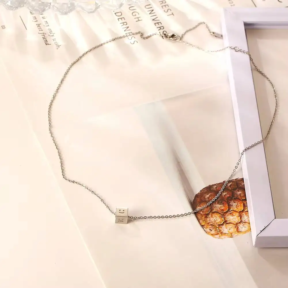 الفولاذ المقاوم للصدأ مكعب قلادة قلادة مجوهرات النساء هدية له #4