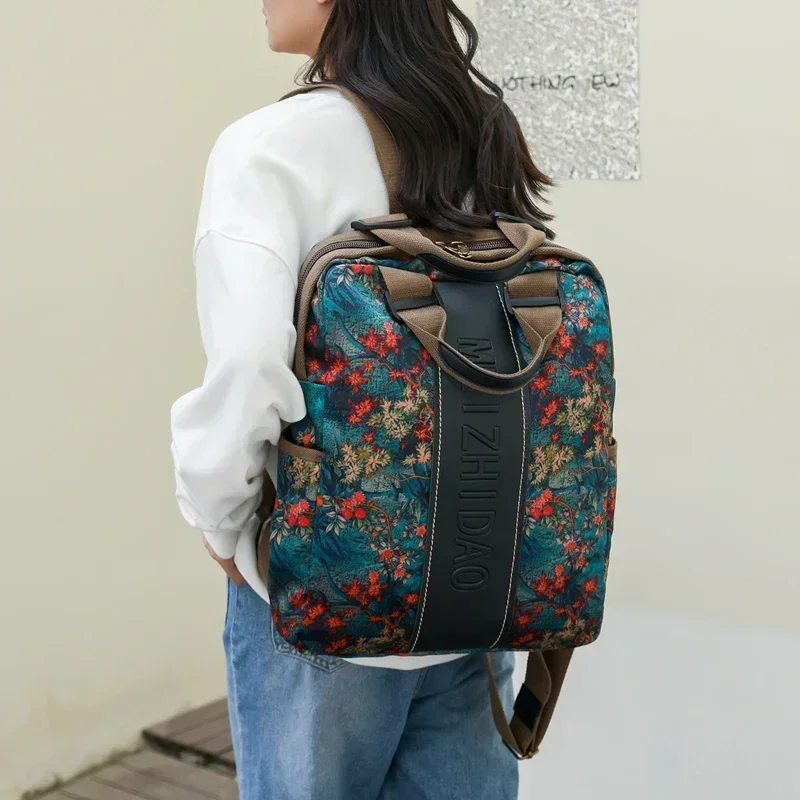 Chinese Style Embroidery Fashion Backpack Trend Personality Women\'s Bags on Sale 2024 Travel Large Capacity Backpacks Mochila