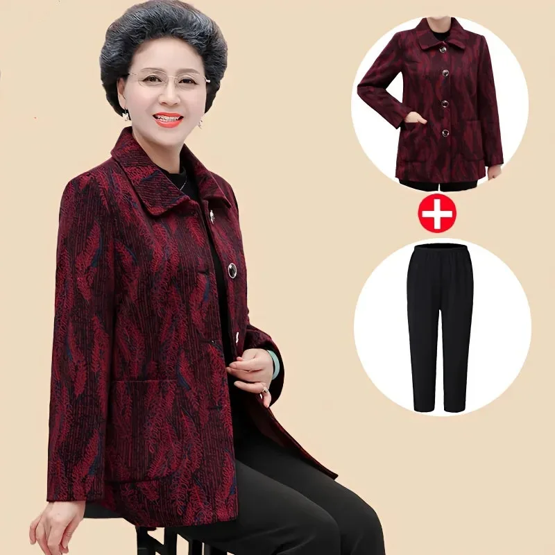 

Весенне-осеннее женское шерстяное пальто 2021, модная элитная куртка для мам среднего возраста, корейская женская шерстяная верхняя одежда большого размера 6XL