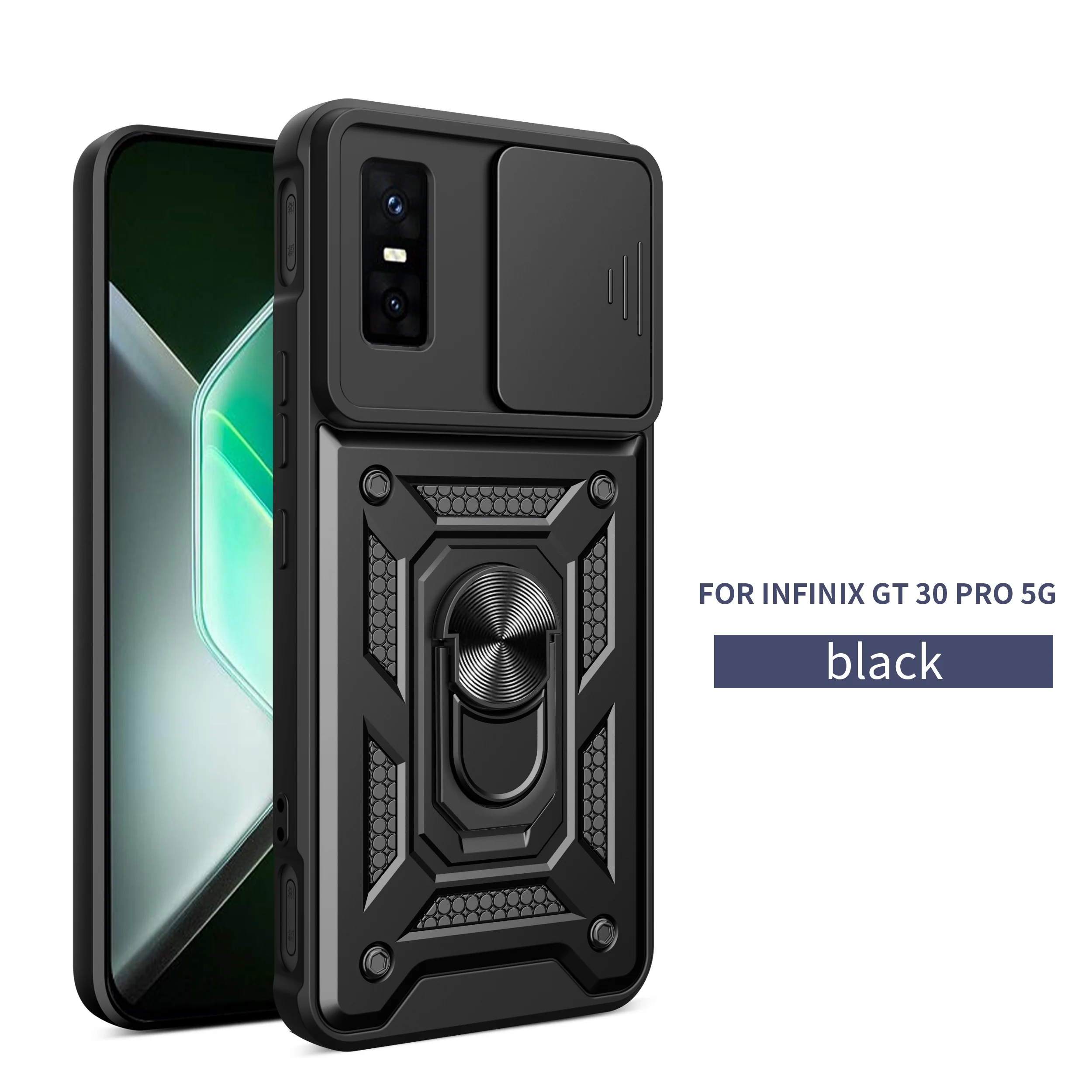 

For Infinix GT 30 Pro Case Infinix GT 30 Pro Cover GT30PRO Magnetic Ring Holder Armor Phone Case Slide Camera Protect Back Cover