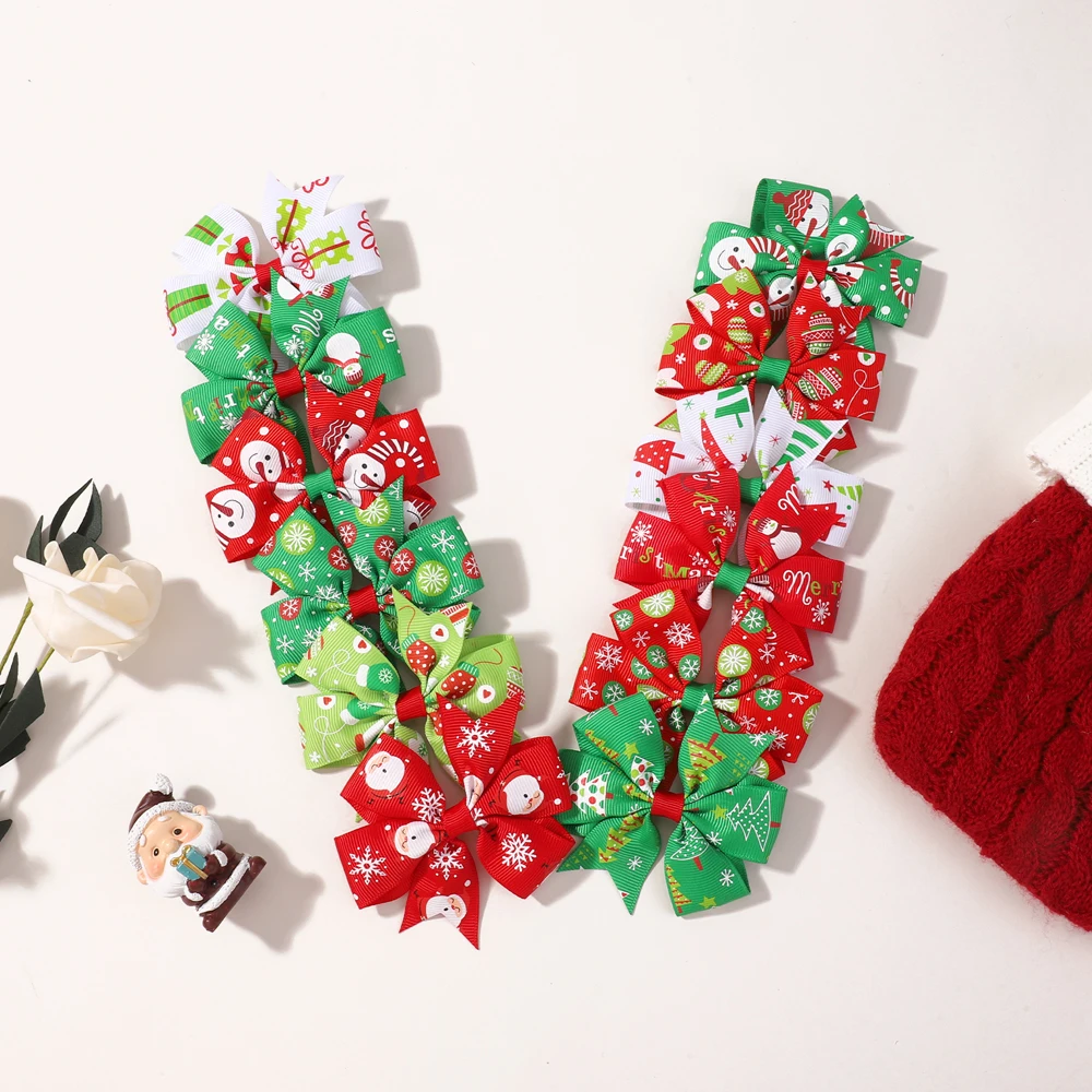 6pcs Baby Girls Christmas Hair Clips Set Festive Santa & Xmas Tree Hairpins Holiday Headwear Hair Accessories for Cheerful Gift