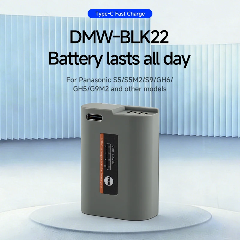 DMW-BLK22 Camera Battery Type-C Fast Charge 2600mAh Full Decoding No Popups for Panasonic S5 S5II S9