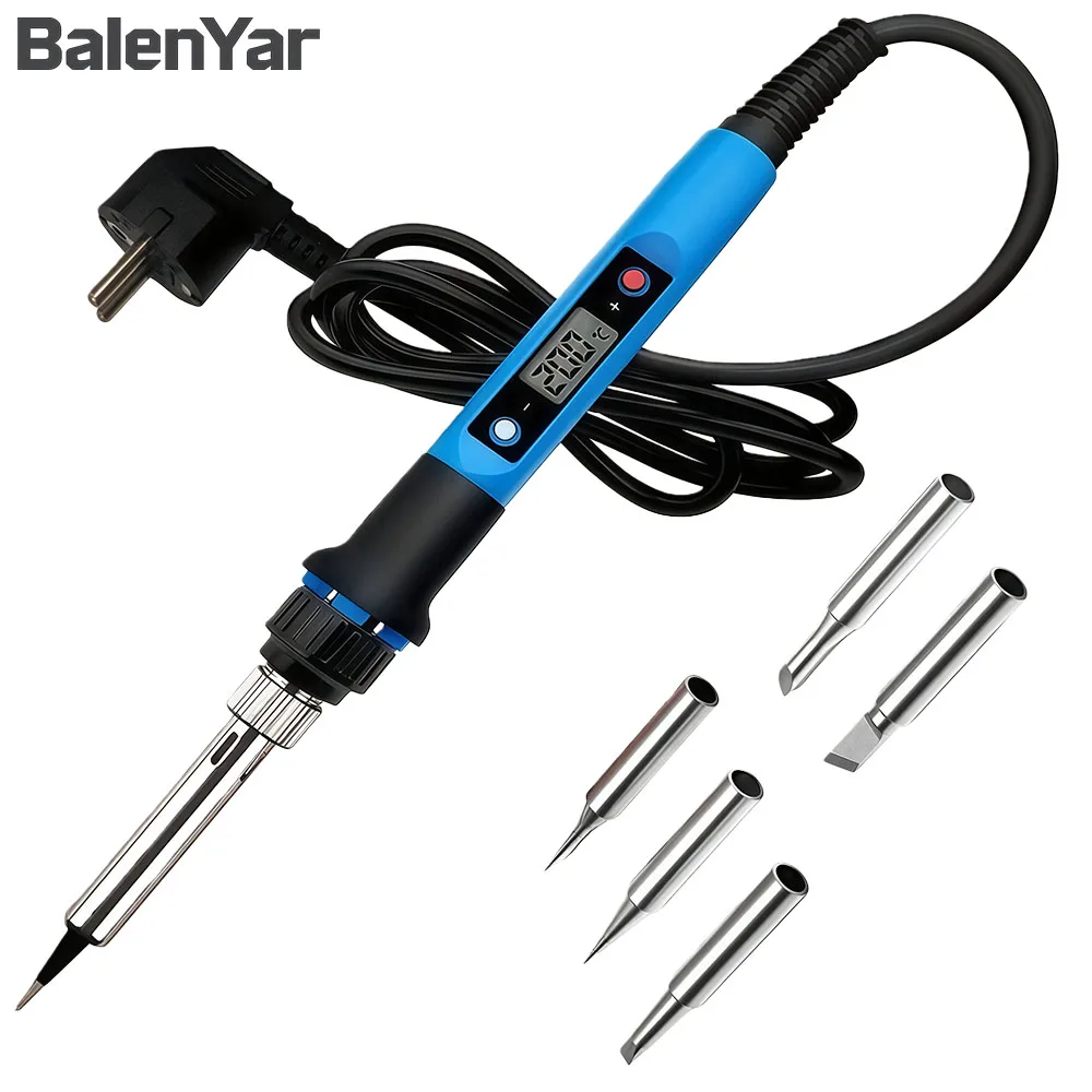 BalenYar 80W Soldering Iron Kit, Temperature Control 180-480 °C, With 5 Soldering Iron Tips, Electronic Repair, Anti Slip Handle
