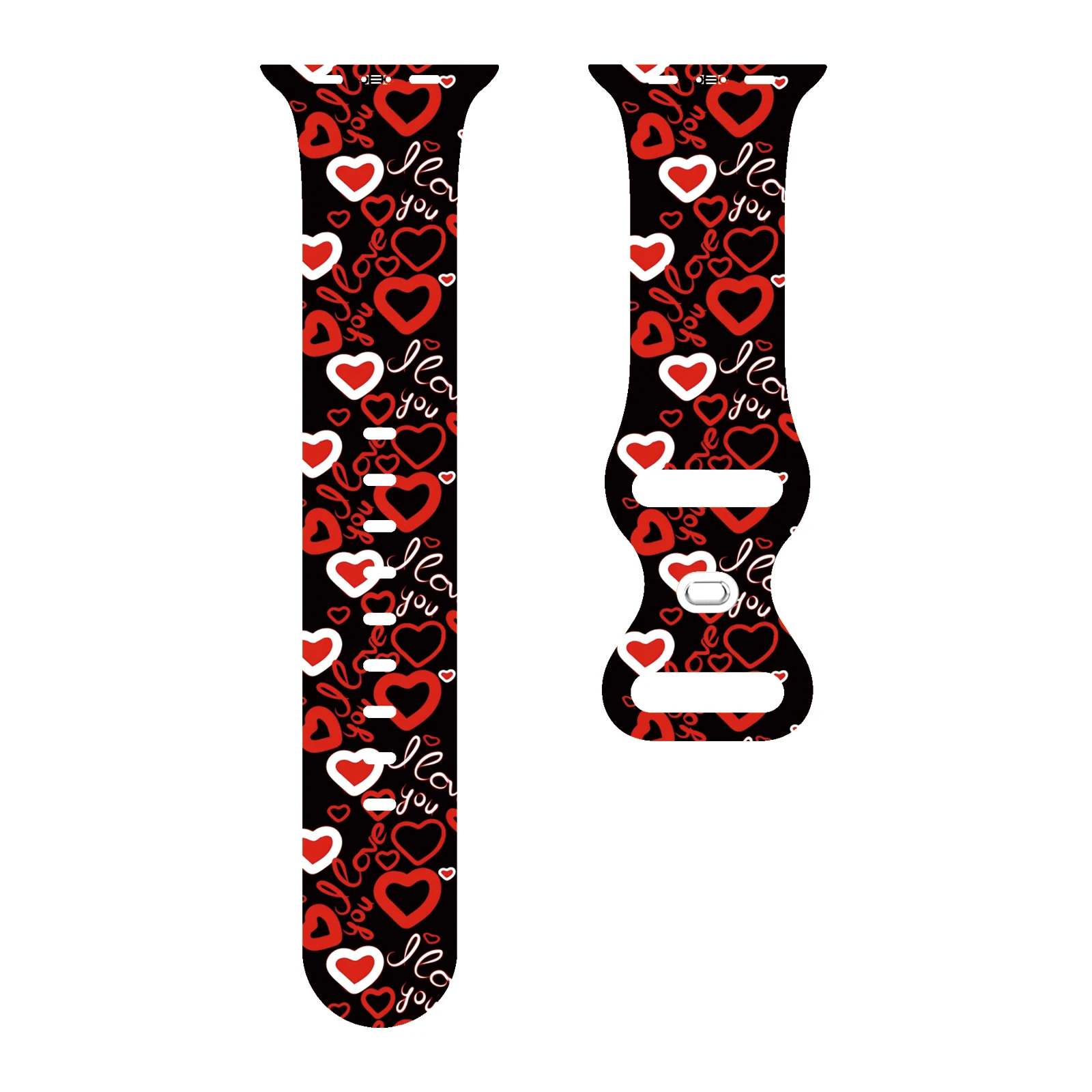 

Valentine's Day Hearts Printed Strap for Apple Watch 11 10 9 Silicone Band Replaceable Bracelet for iWatch 46/44/42mm Watchband