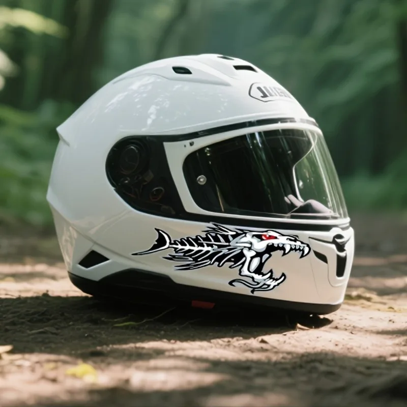 

Helmet Decorative Decal "Skeletal Dragon" Black White Red Eye Design Adhesive Sticker - Motorcycle