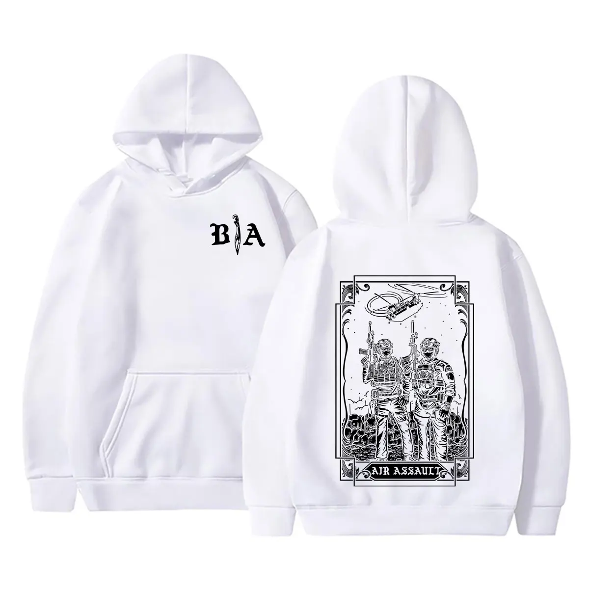 Brothers in Arms Air Assault Grafik-Hoodie für Herren und Damen, lässiger, übergroßer Pullover, modischer Vintage-Kapuzen-Trainingsanzug für Herren – Detail 5