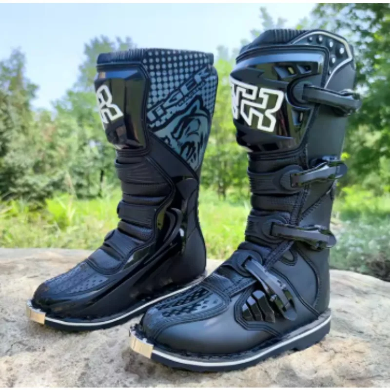 

2PC Men's Motorcycle Boots Waterproof Motocross Racing Boots Anti Fall Riding Equipment Wear-resistant Rally Shoes Safety Riding