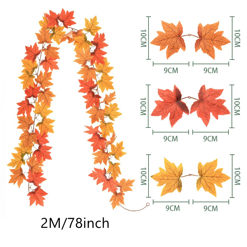 200CM Herbst Künstliche Ahornblatt Kranz Gefälschte Blatt Pflanze Rebe Wohnkultur Garten Halloween Wand Im Freien Türen Fenster Dekoration