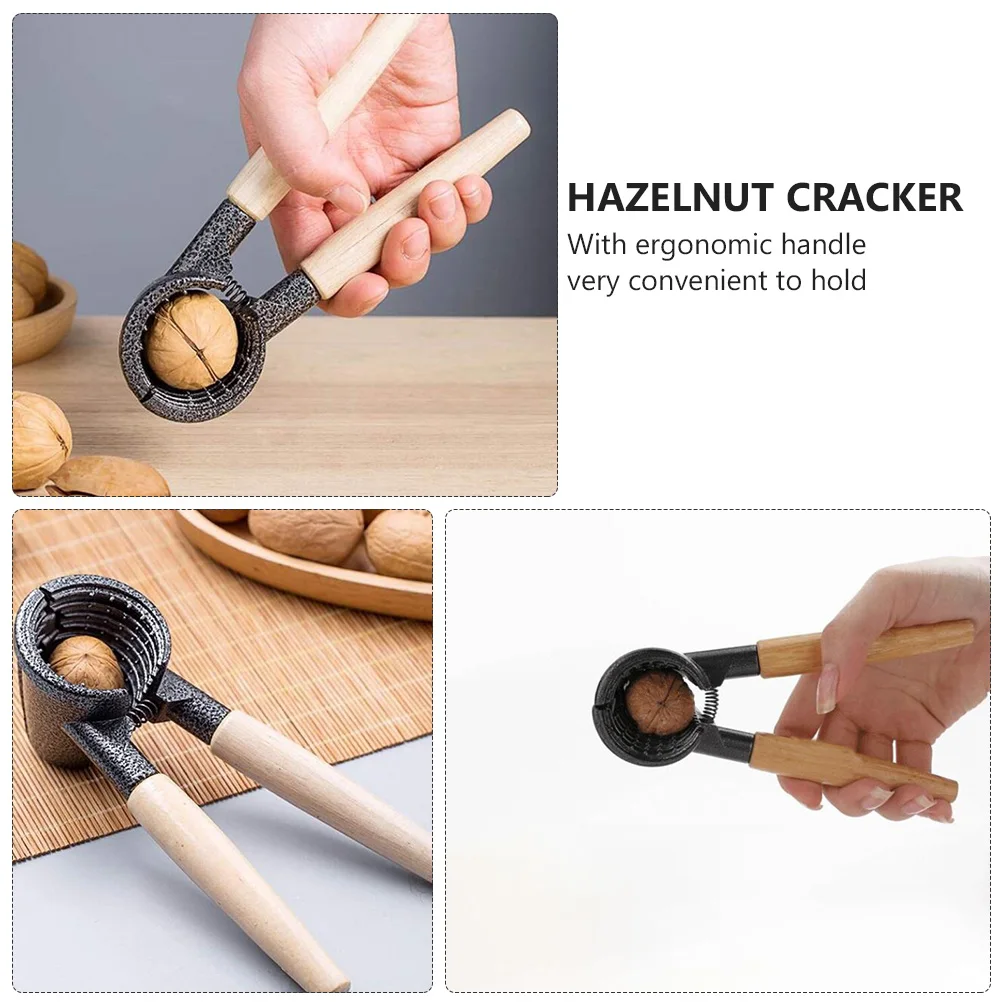 

1Pc Walnut Opener Premium Aluminum Alloy Chestnut Hazelnut Cracker Smooth Wooden Handle Labor-Saving Time-Saving