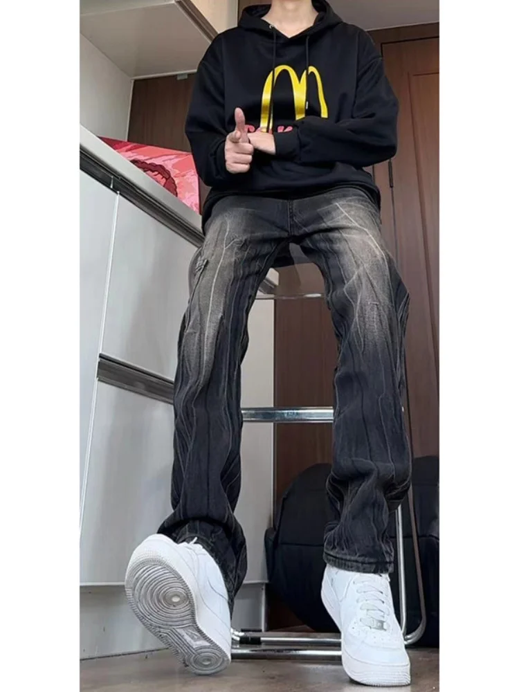 

Мужские винтажные джинсы Waed с прямыми штанинами, свободного кроя, расклешенные, для весны и осени, в американском ретро-стиле High Street Vibe