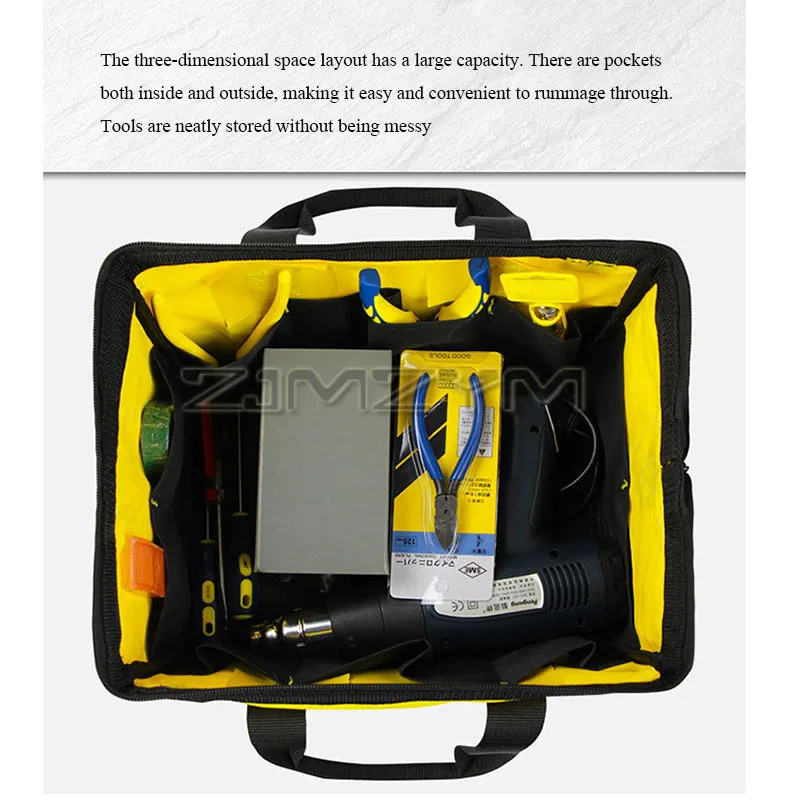 Large Capacity Tool Storage Bag Multiple Pockets Tool Bag Repair Organizer Kit Metal Hardware Parts Multi-Function Handbag