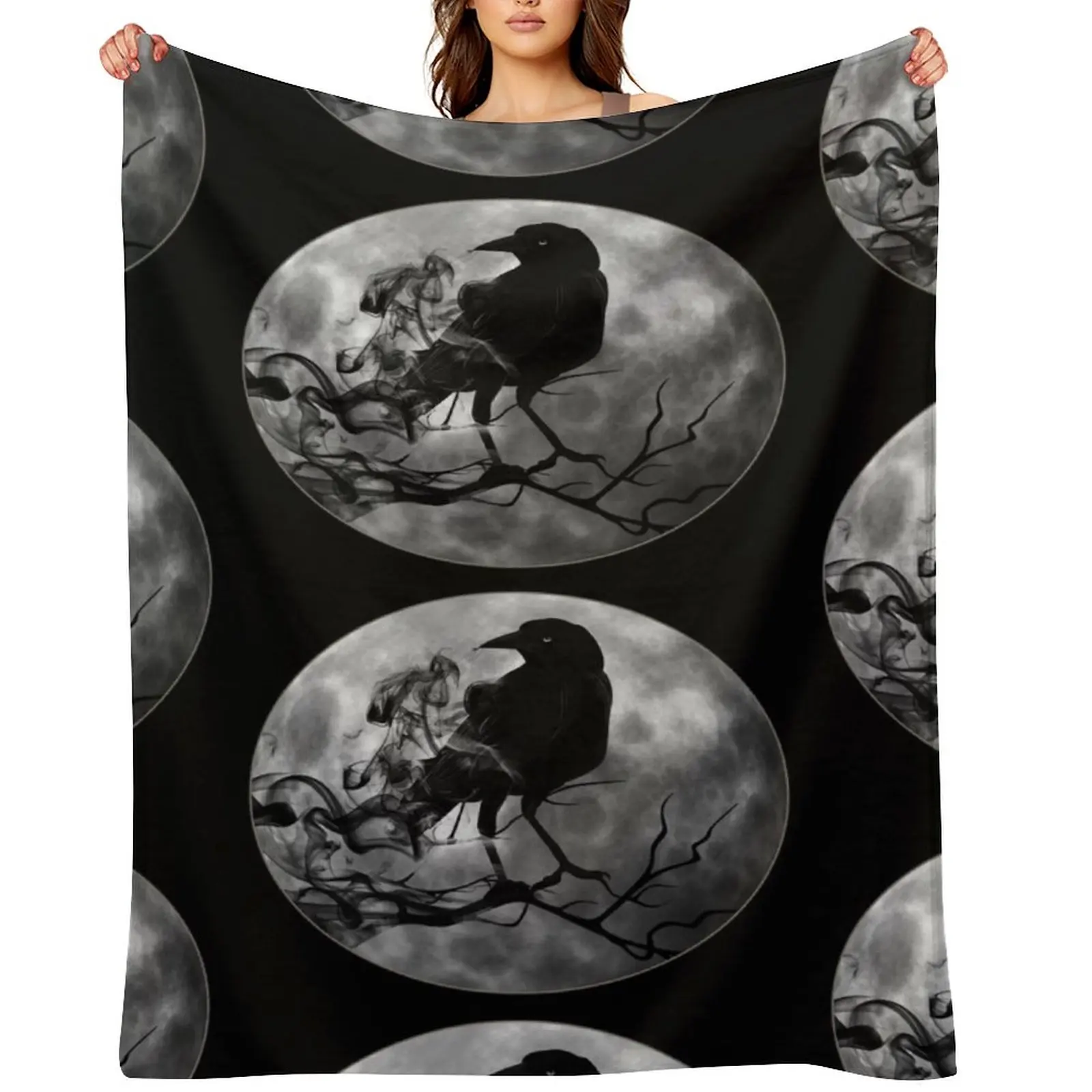 

Raven Crow at Night Throw Blanket Decorative Sofa sofa bed Thins Cute Blankets