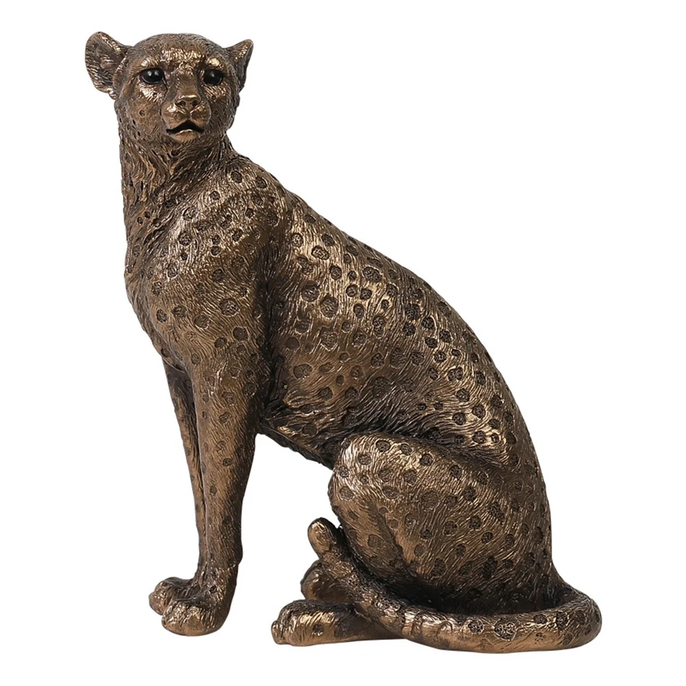 

African Leopard Resin Statue Home Sculpture Animal Model Desktop Ornaments Vintage Panther Statue Leopard Decoration