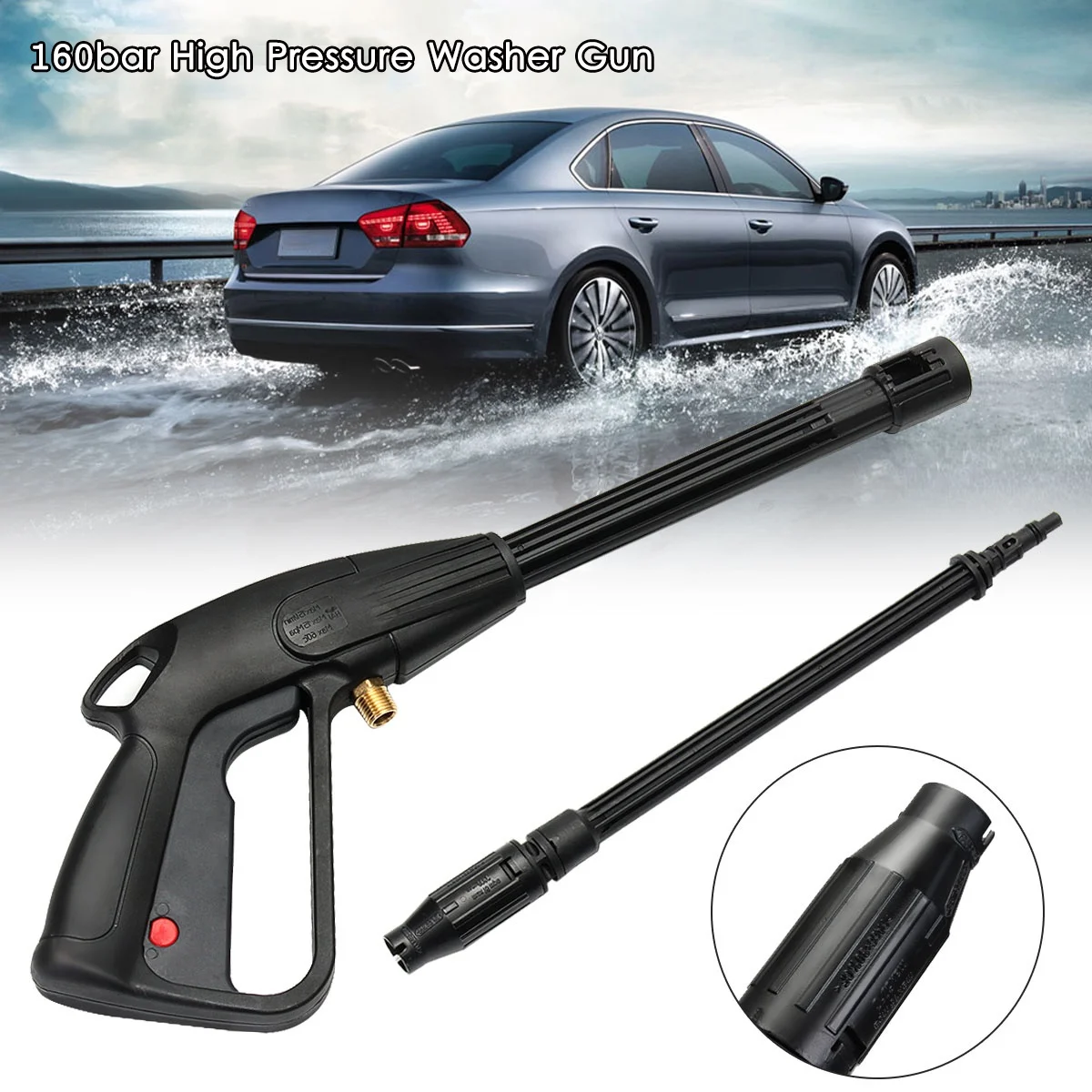

High Pressure Washer Gun High Power Washer Water Spray Gun with Long Wand 160bar Cleaning Tool for Washing Car Machine Watering