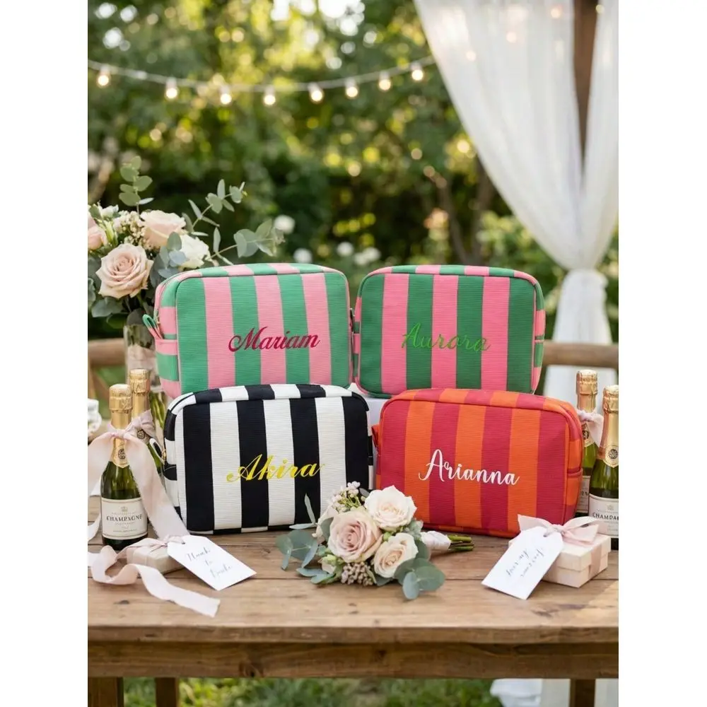 

Large Striped Cosmetic Bag Toiletry Bag, Suitable For Portable Toiletry Storage Travel, Single Party Gift, Cosmetic Storage Bag