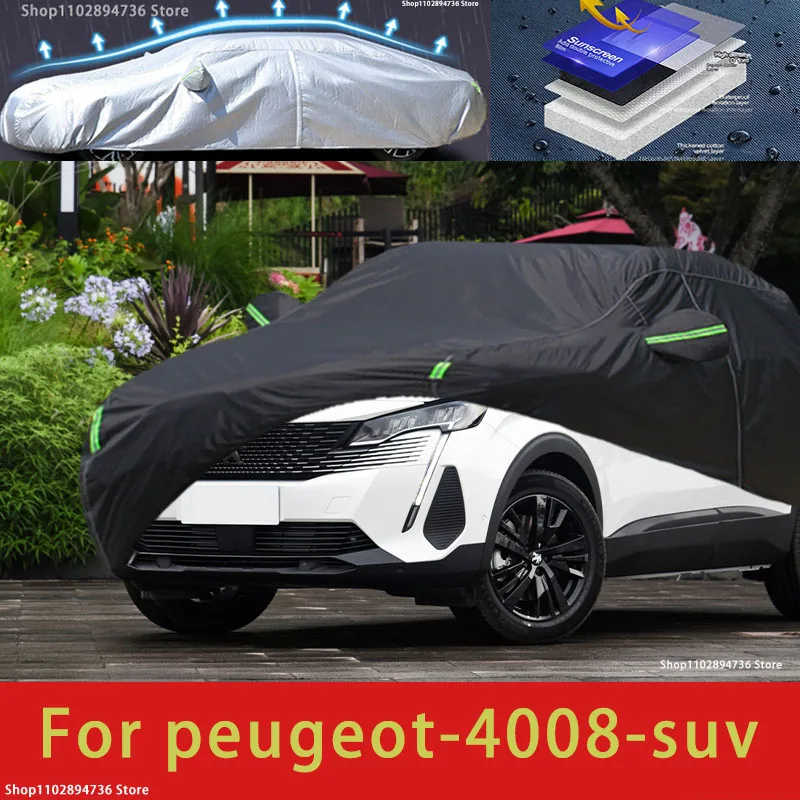 

For Peugeot 4008 Fit Outdoor Protection Car Covers Snow Cover Sunshade Waterproof Dustproof Exterior black car cover