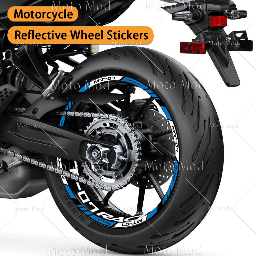 

Motorcycle Wheel Sticker Reflective Hub Decal Rim Stripe Tape Accessories For MT07 MT-07 mt 07