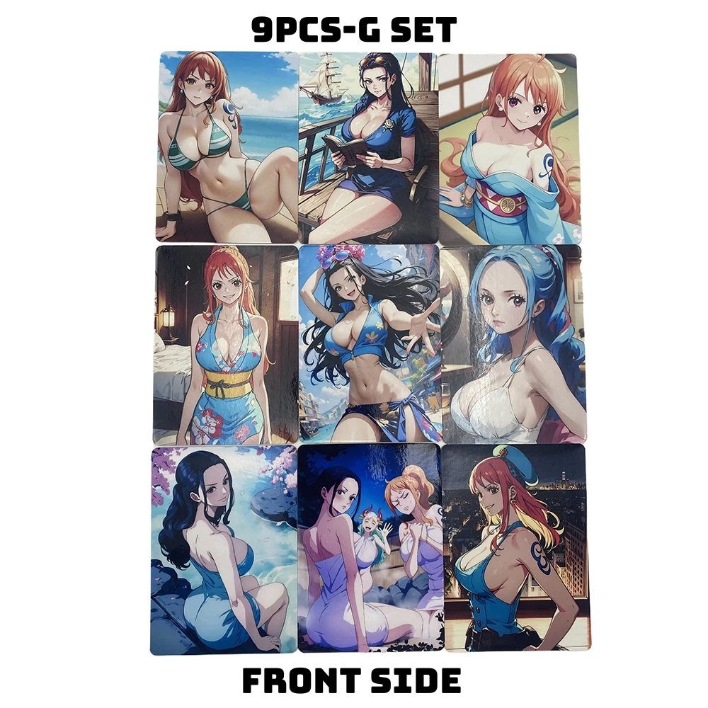 

DIY 9 шт./компл. цельная сексуальная телесная коллекционная карта Nami Vivi Nico Robin Boa ACG цветные карты голографический декор подарки для хобби