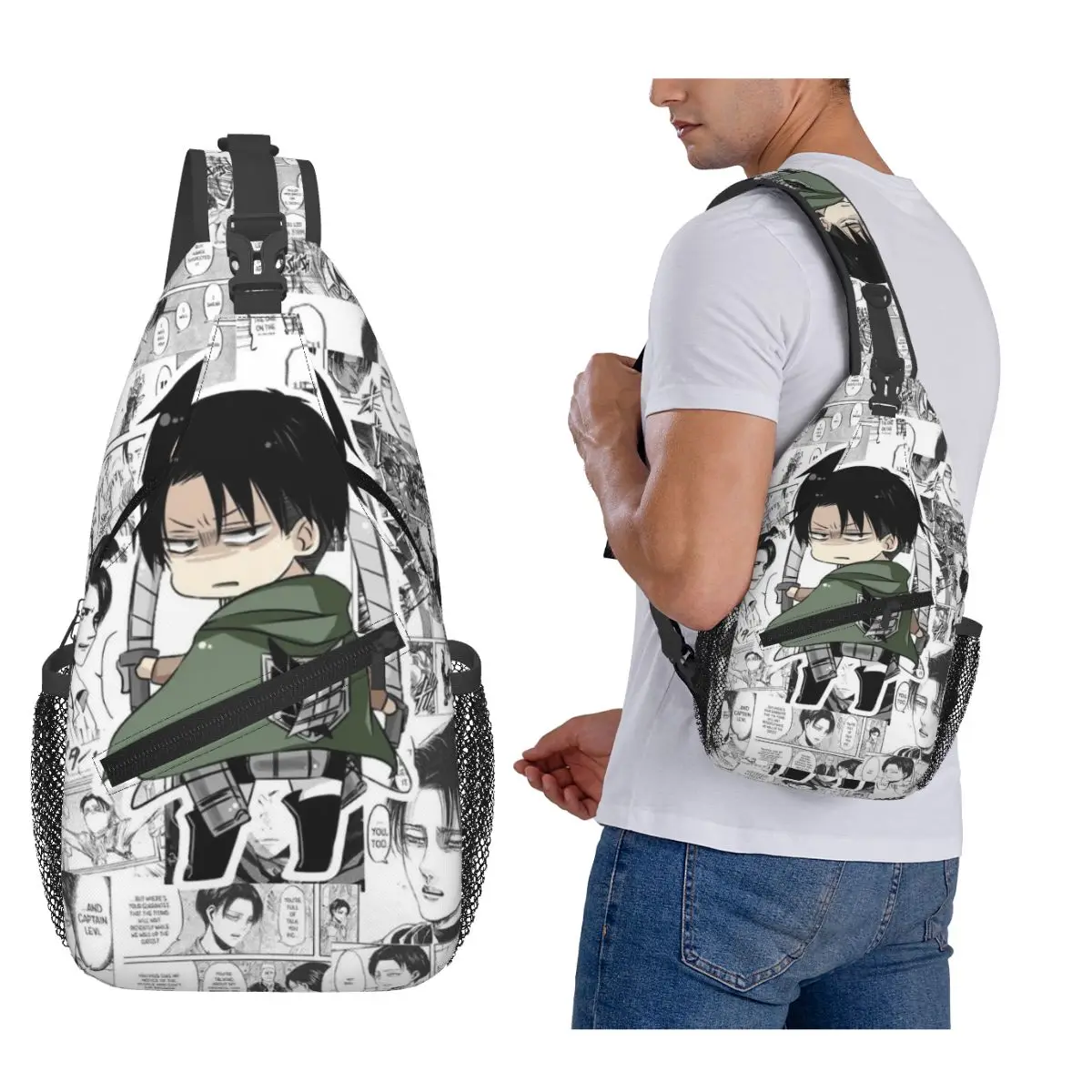 

Levi Ackerman Attack On Titan нагрудная сумка мужской рюкзак через плечо на слинге нагрудная сумка дорожный походный рюкзак сумка на плечо