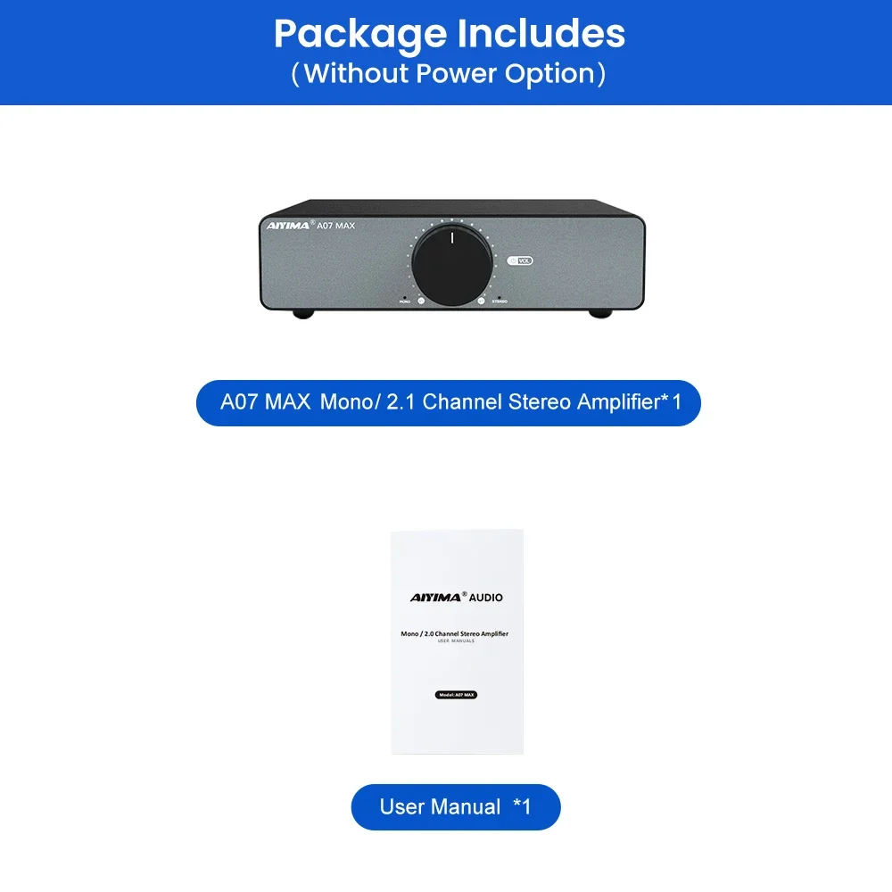 AIYIMA A07 MAX Versterker Home Audio 300 W X2 TPA3255 Klasse D Power Luidsprekerversterker 2 Kanaals Bridgeable Mono 600 W Stereo Versterker