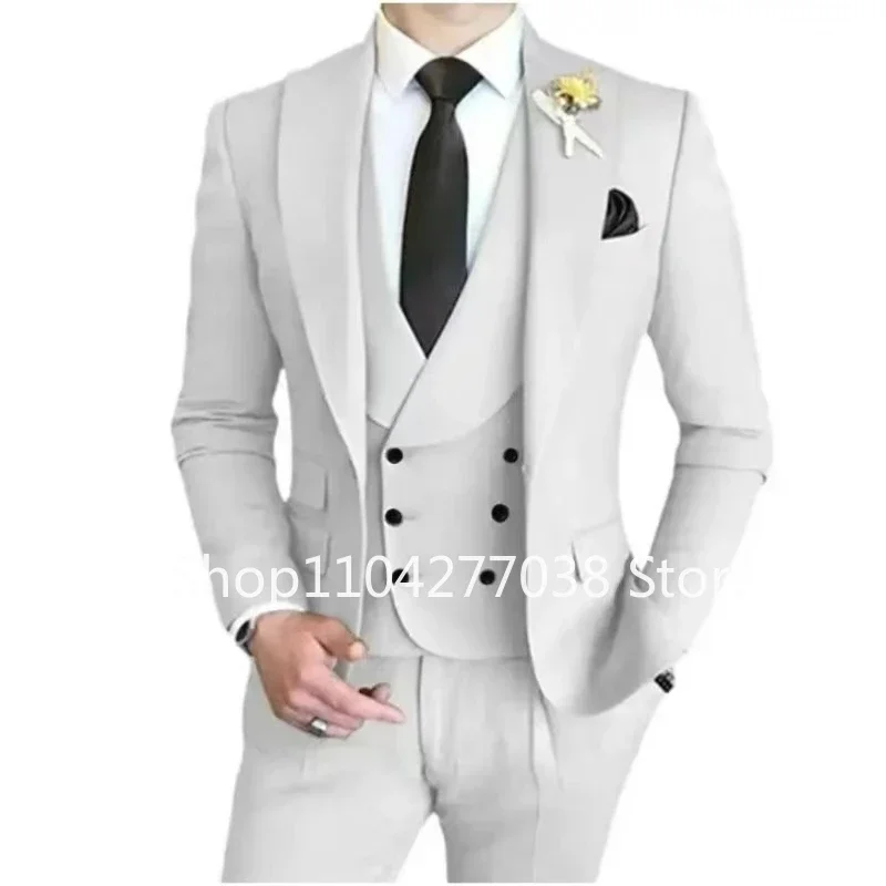 

Men's Elegant Tuxedo 3-Piece Suit Set with Peak Lapel Blazer Vest And Pants Full Man Terno for Wedding Graduation Party Groom