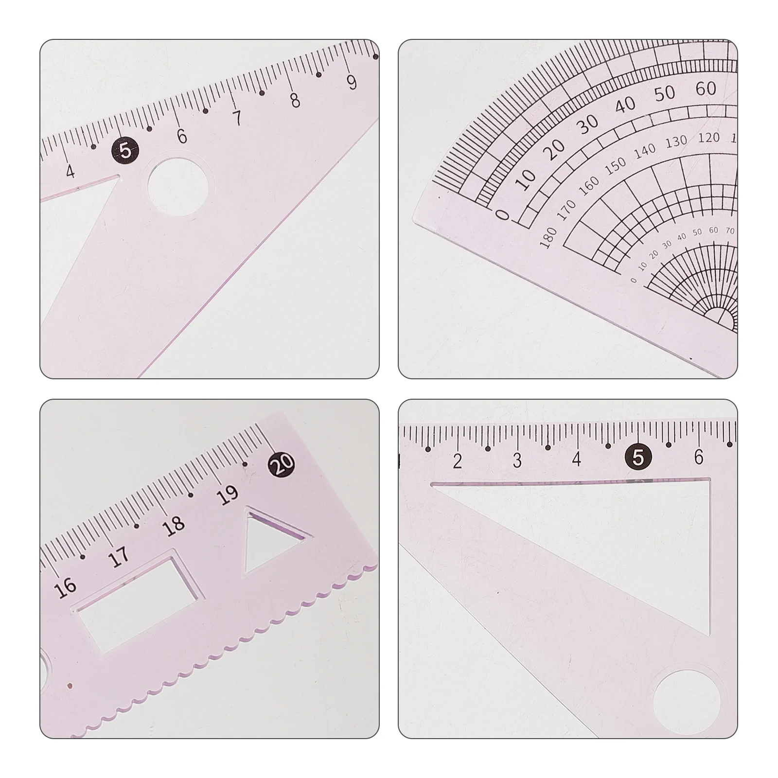

3 Sets Protractor Student Drafting Engineering Drawing Supply Precise Measuring Ruler Lightweight Portable Plastic Straight