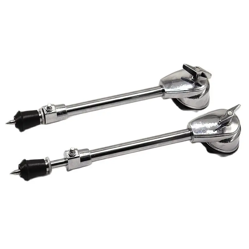 2 Pieces Bass Silver Color Drum Spurs Bass Drum Foot Drum Leg Drum Accessory Silver Plated Iron Material with Screws and Washers