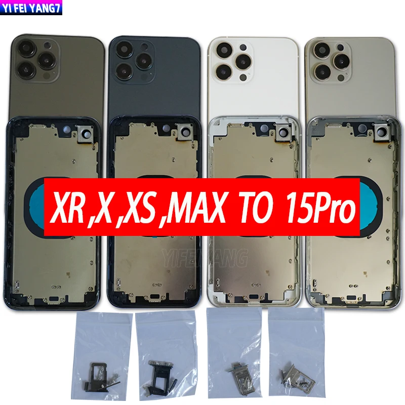 AAA Back Battery Glass Cover For IPhone XR x xs max 11 12 13 to 14 15 pro max Rear Housing Replacement xr xs lite 15 cover case