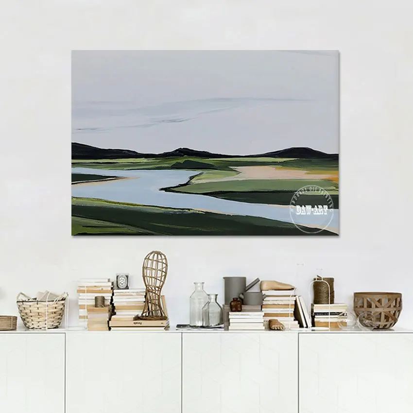 Abstract Design 3d Picture Beautiful Scenery Stream  Handmade Oil Paintings Unframed Modern Wall Art Living Room Decoration