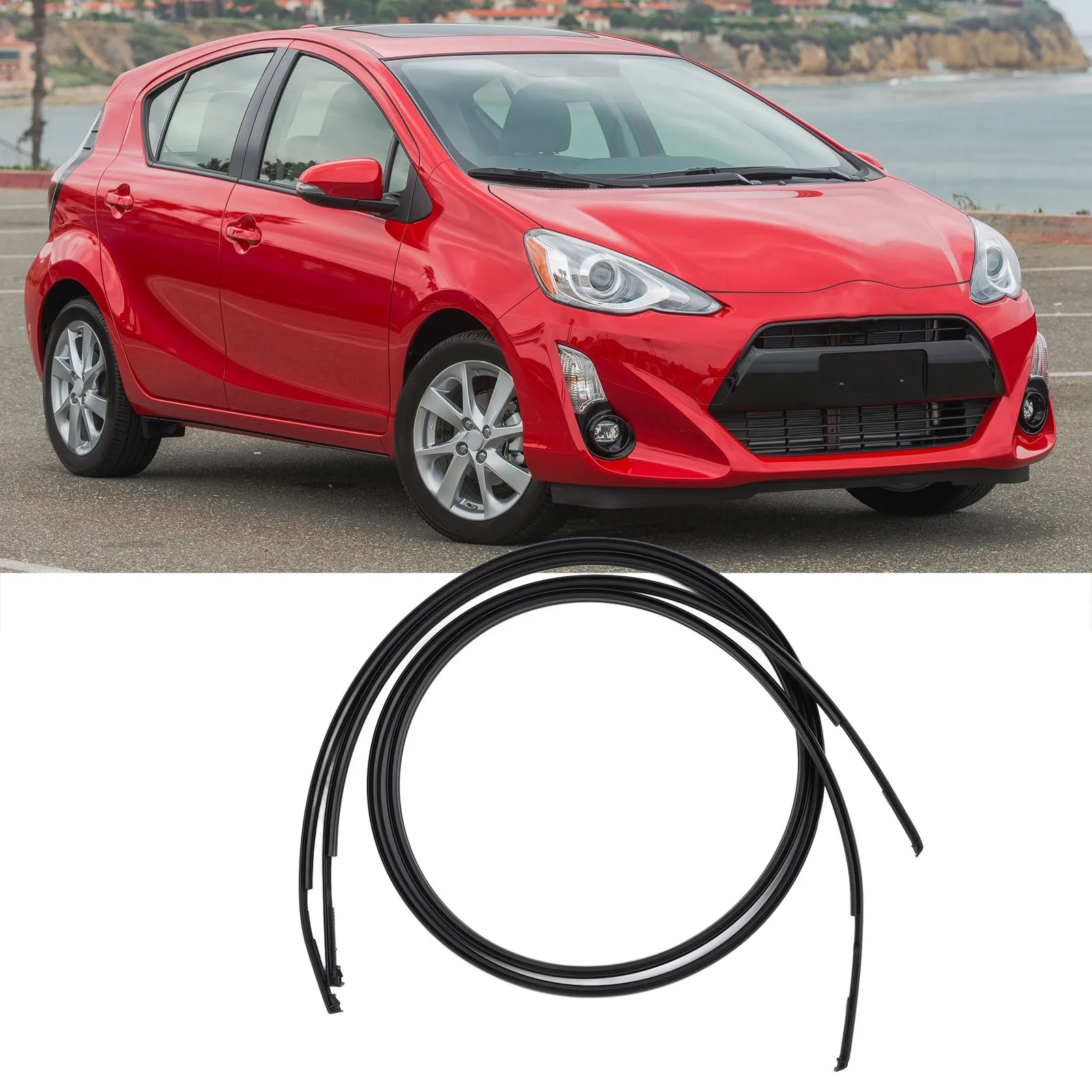 1 Pair Roof Drip Weatherstrip 75552‑52190 Rubber Leakage Proof Sturdy Roof Weatherstrip Seal Trim for Prius C 2012 to 2021
