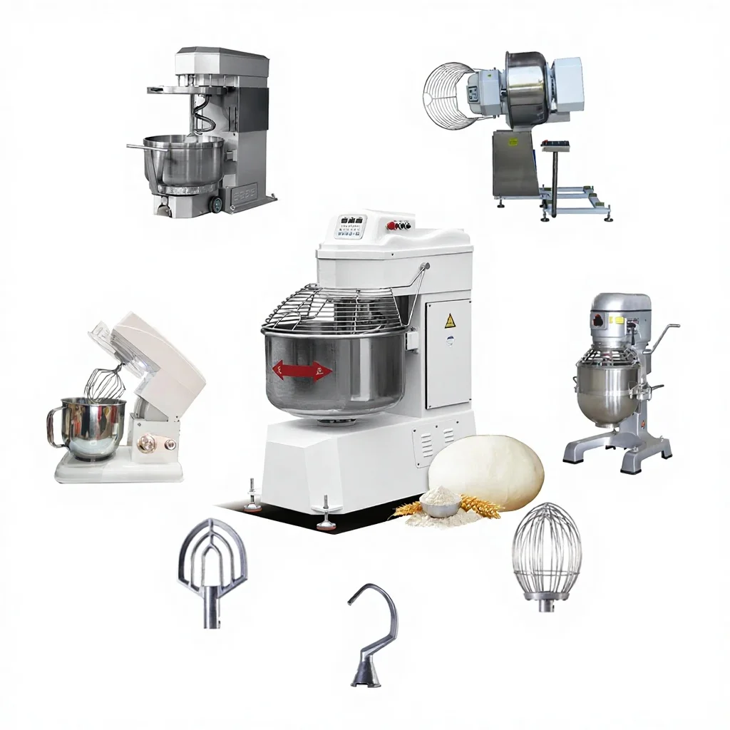 Commercial Wholesale Stand up Machine Bread  Kneading Kitchen Kneader Industri 20L 40L  60L 80L  50kg 100kg Spiral Dough Mixers