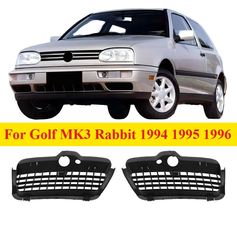 Image of 1 Paar Auto-Frontstoßstangen-Nebelscheinwerfer-Gitterabdeckungen passend für Golf MK3 Rabbit 1994 1995 1996 1H6853665A 1H6853666 (schwarz)