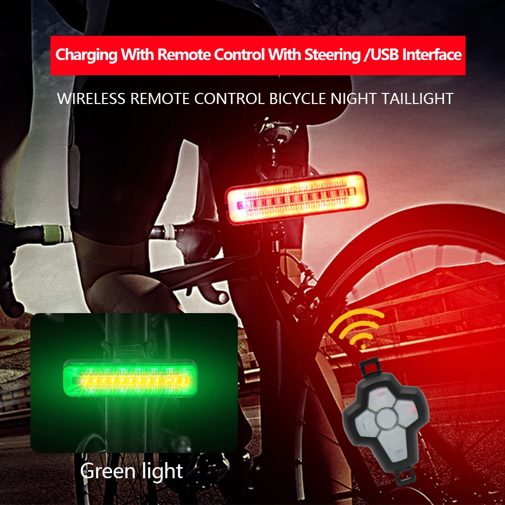 Bicycle Turn Signal Rear Light USB Rechargeable Scooter Bike Turn Signal Warning Lamp Bike Wireless Safety Warning Tail Light