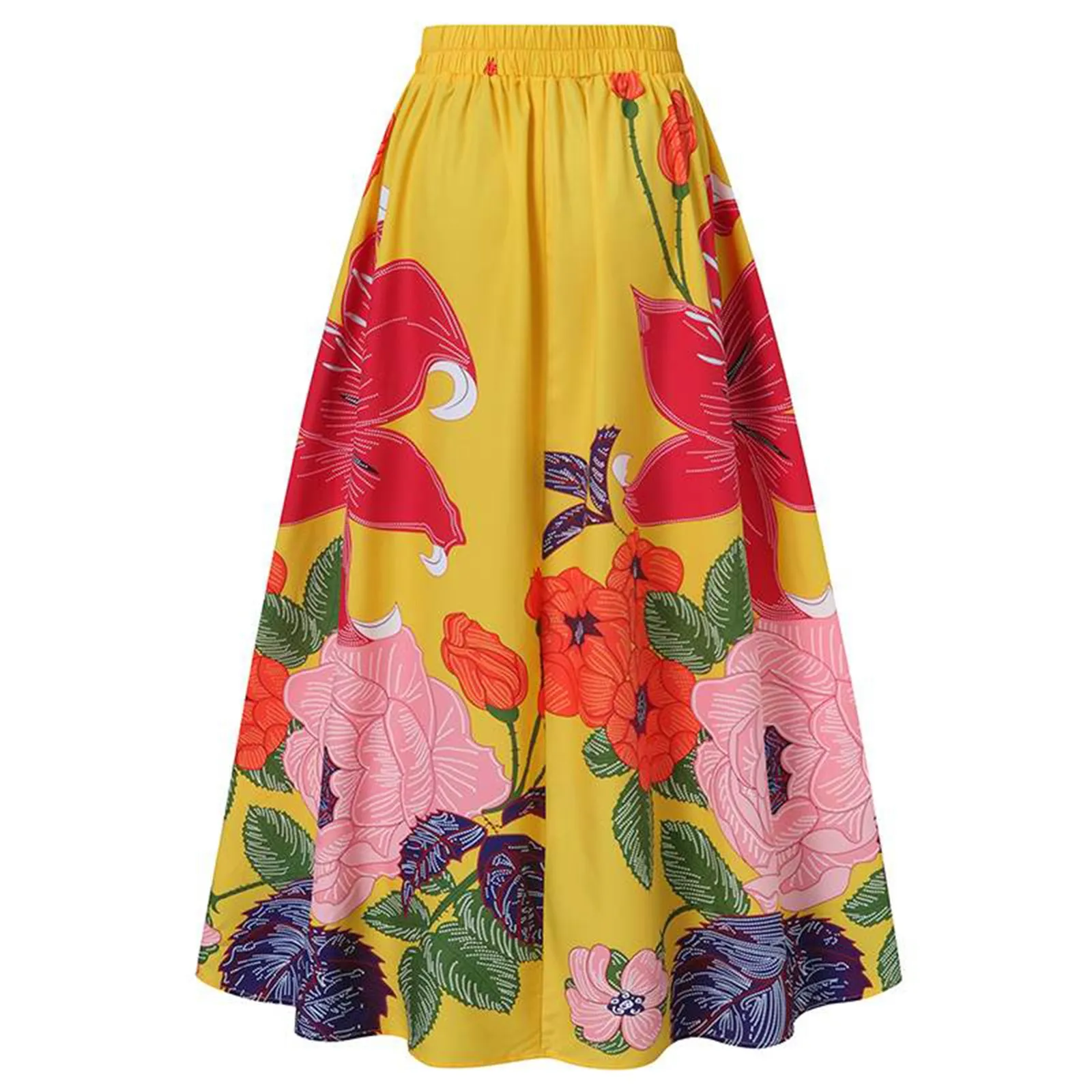 Skirts 2024 Summer Women Flowers Maxi Skirt Bohemian Vintage Floral Printed Long Skirt High Waist Party Wear New Fashion Skirt