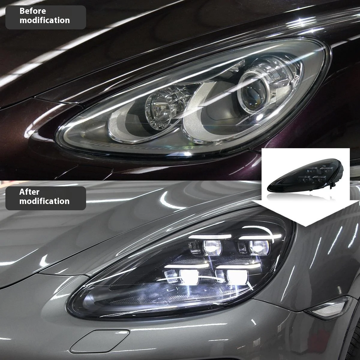 

For 11-17 Cayenne LED Headlight Assembly Old Modified New 24 Model Cayenne Front Matrix Headlight Bumper Hood Body Kit