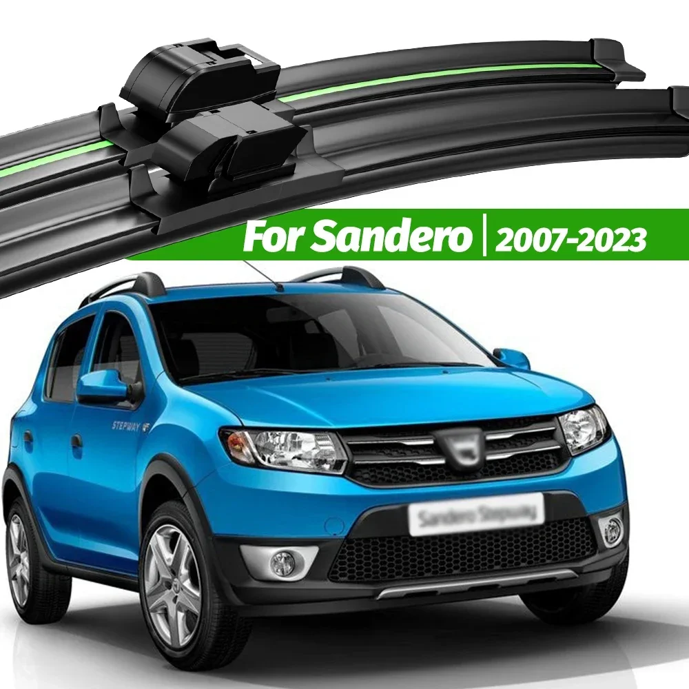 For Dacia Sandero 2007-2023 2pcs Front Windshield Wiper Blades 2008 2012 2013 2014 2016 2018 2020 Windscreen Window Accessories