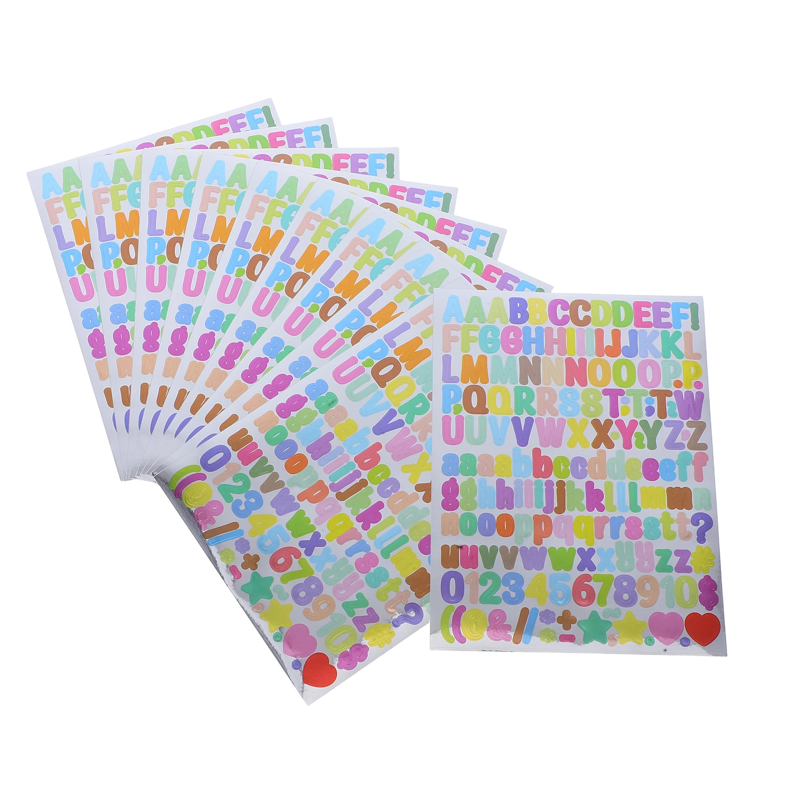 10 Pcs Alphanumeric Stickers Decors Colorful Alphabet Letter Scrapbook Vinyl Adhesive