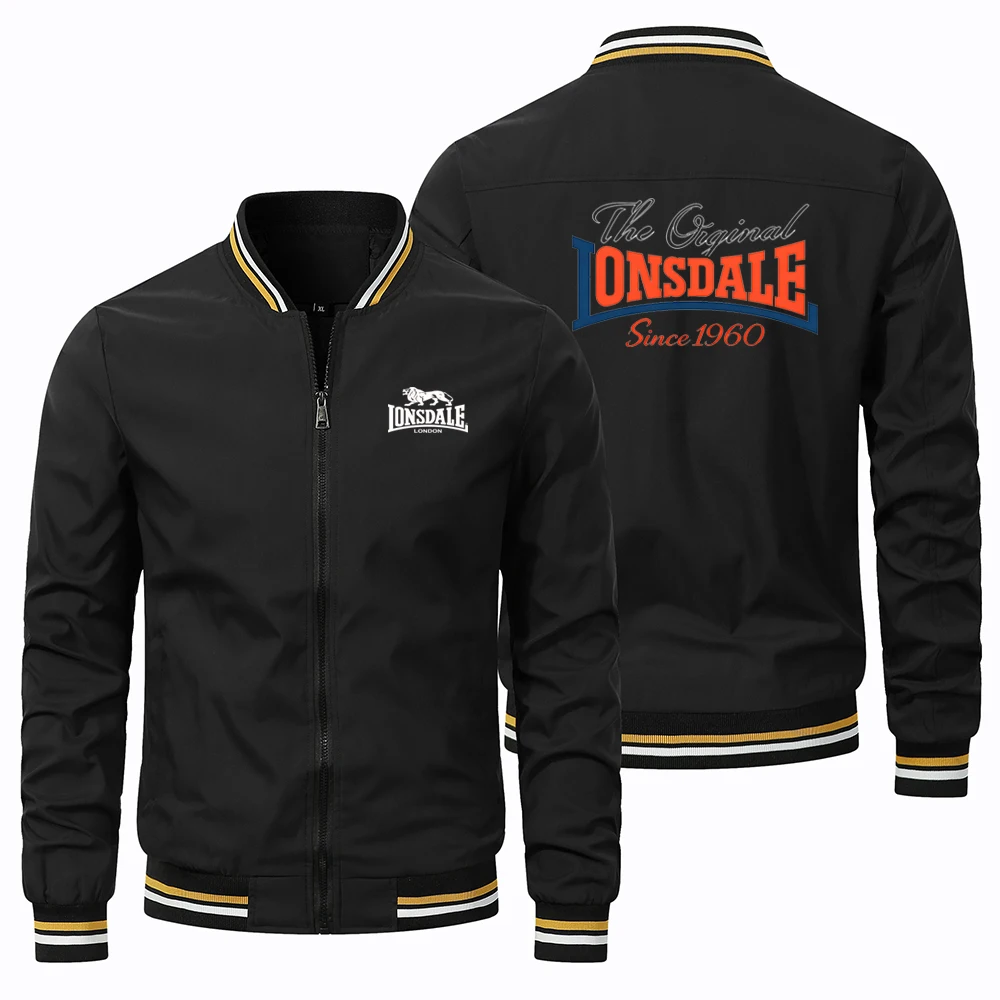 Autumn premium Longshdale casual premium zipper jacket, luxurious casual sports baseball top, men's fashionable V-neck jacket