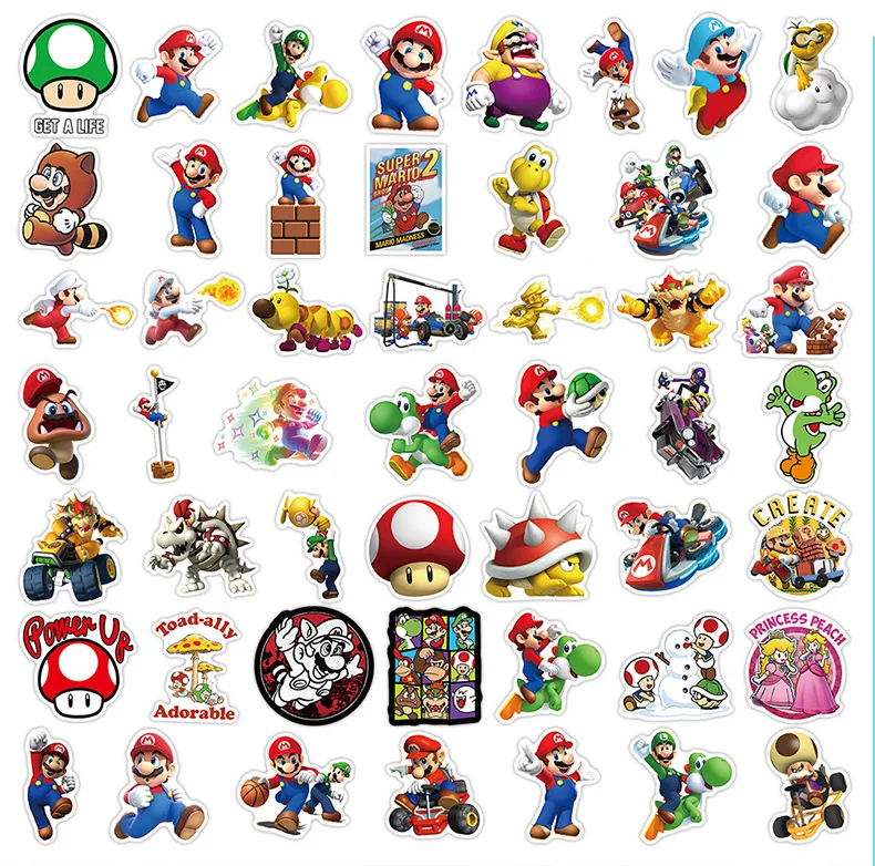 100Pcs/Set Cartoon Super Mario Game Stickers Laptop Notebook Skateboard Fridge Phone Waterproof Decal Sticker Kids Toys