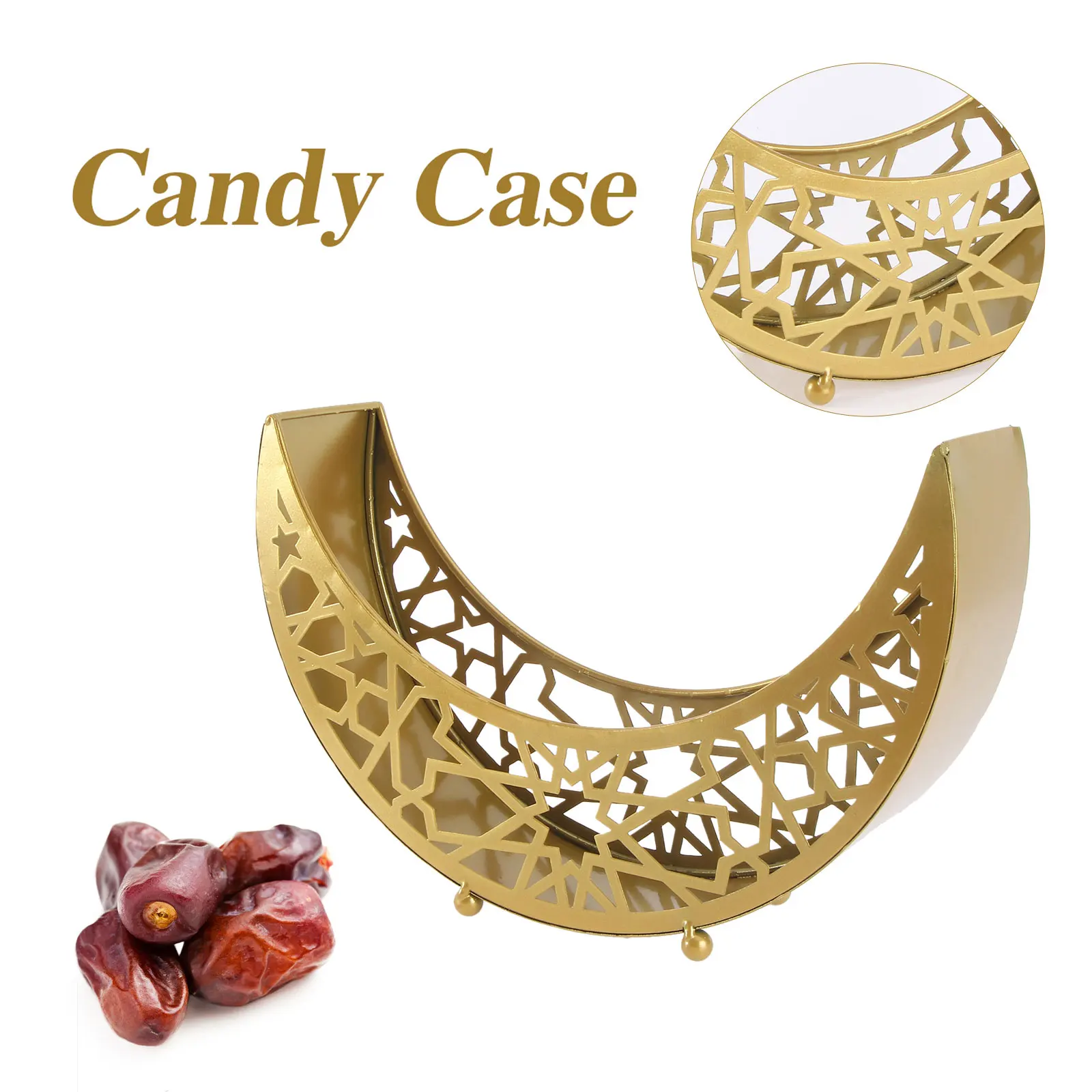 

1pc Moon Star Eid Serving Tray Iron Material Serving Storage Dish Kitchen Barware Party Supplies Food Display
