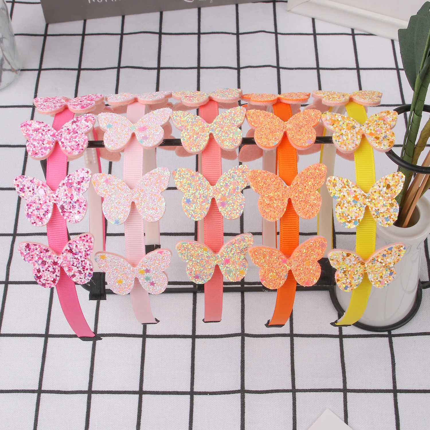 Girls Butterfly Headbands Sparkly Butterfly Shaped Headband Hairhoops Plastic Teeth Hairbands Girls Kids Party Hair Accessories