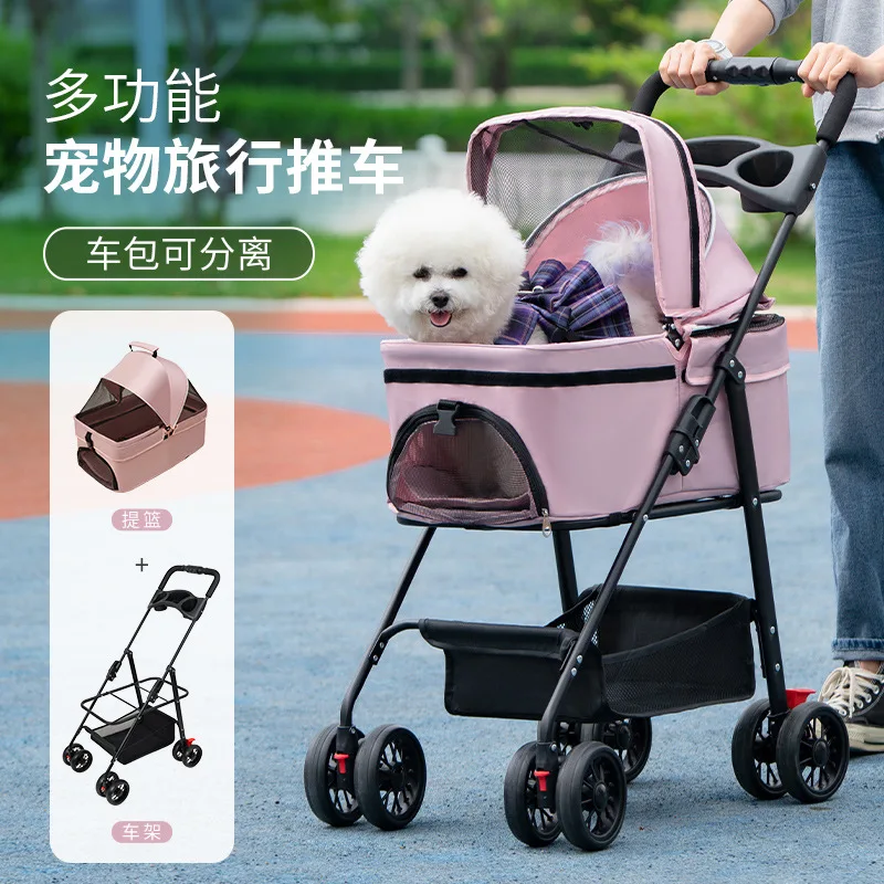 

Pet Cat and Dog Cart Light Foldable Trolley Going Out Small Pet Cart Dinner Tray Pet Cart