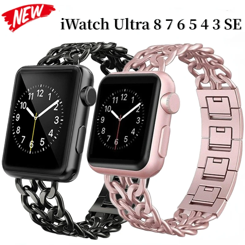 

Stainless Strap for Apple Watch Band Ultra 49mm Metal Bracelet Wristband for iWatch 8 7 6 5 4 SE 45mm 41mm 44mm 40mm 38mm 42mm