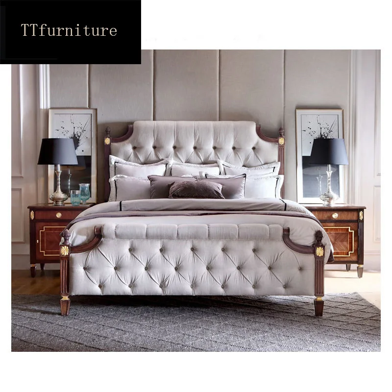 

modern european Italian solid wood bed Fashion Carved luxurious french bedroom set furniture king size jxj46